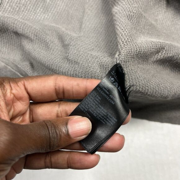 Allsaints Womens Linen Blend Cardigan Sweater Gray Short Sleeve Asymmetric SMALL - Picture 7 of 9